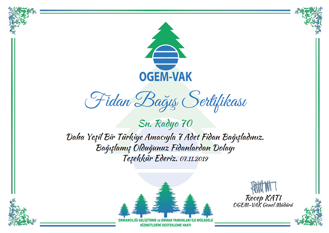 RADYO 70 'GELECEĞE NEFES' OL AĞAÇLANDIRMA KAMPANYASINA KATKIDA BULUNDU…